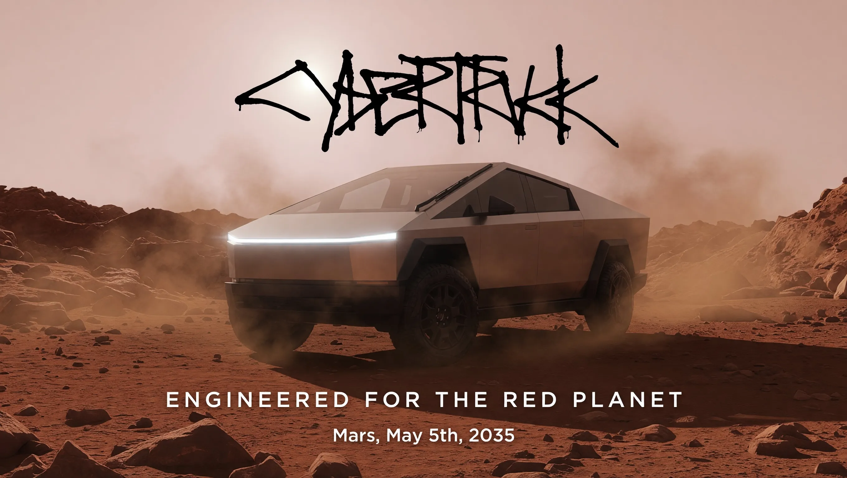 Cybertruck Mars-themed event ad result 3